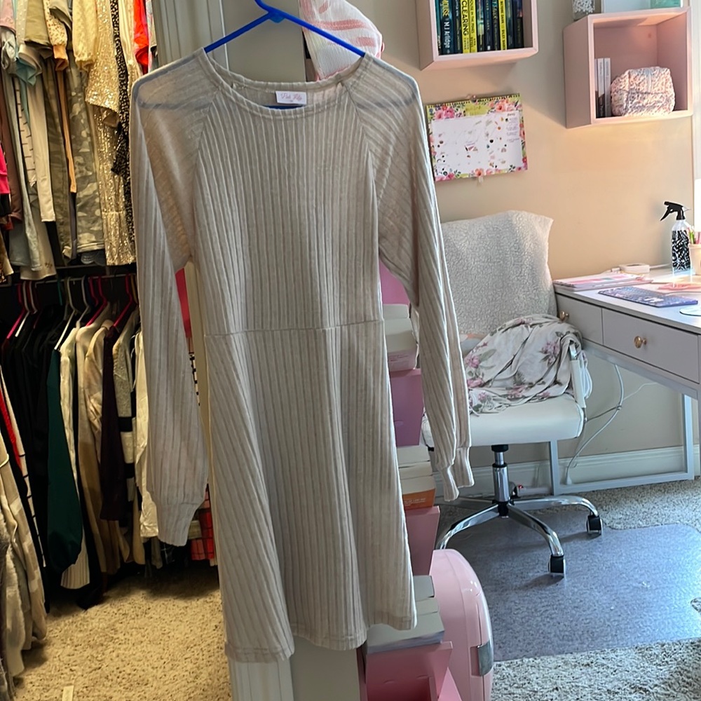 Cream light weight midi dress - recommend wearing a slip under. Never worn.